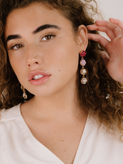 Four the Money Earrings - Blue Crystal with 18k Gold Plating | Ettika