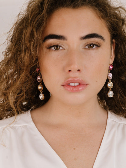 Four the Money Earrings - Blue Crystal with 18k Gold Plating | Ettika