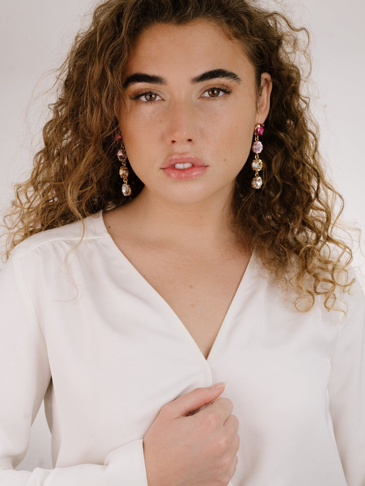 Four the Money Earrings - Blue Crystal with 18k Gold Plating | Ettika