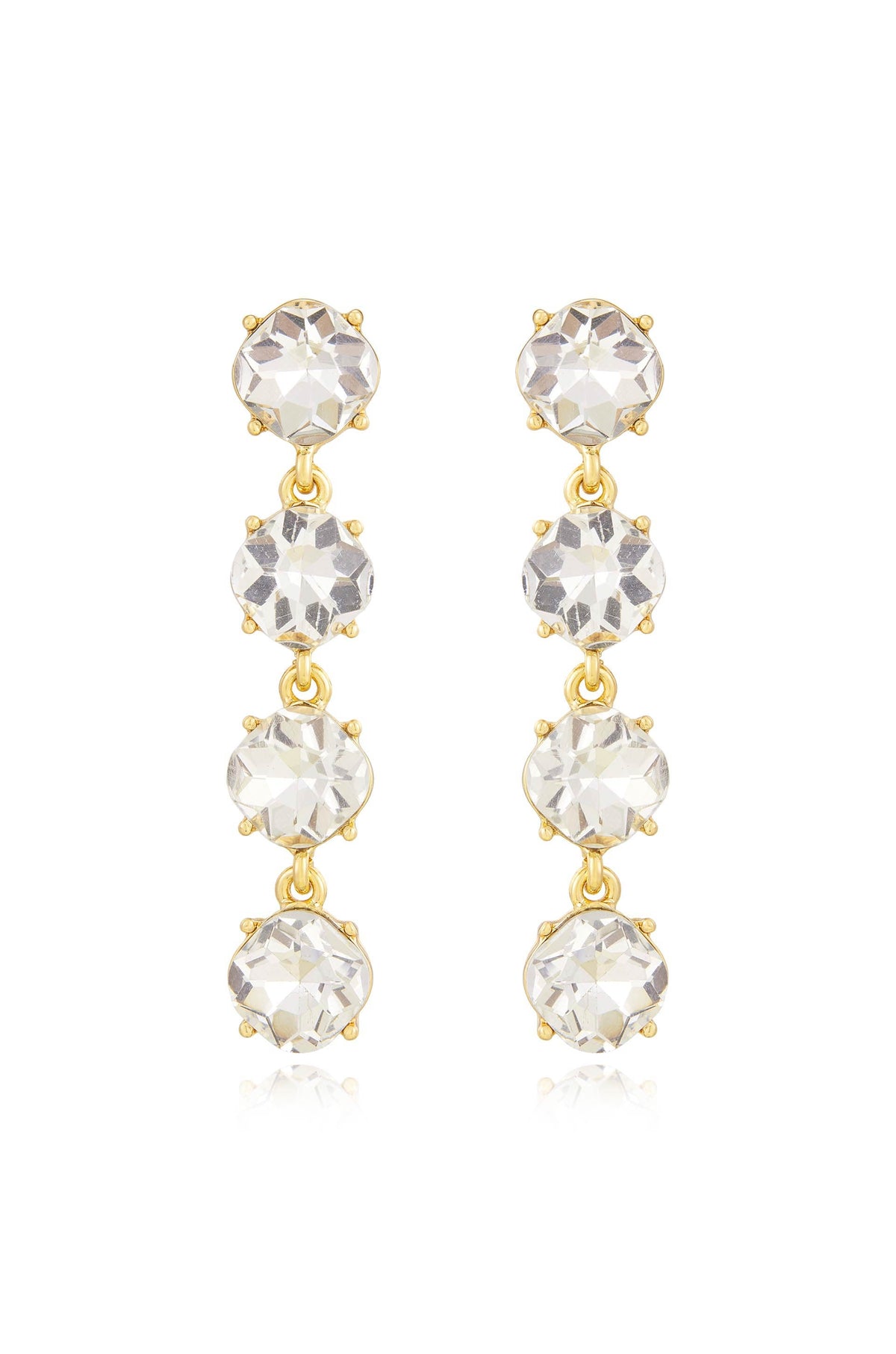 Four the Money Earrings - Blue Crystal with 18k Gold Plating | Ettika