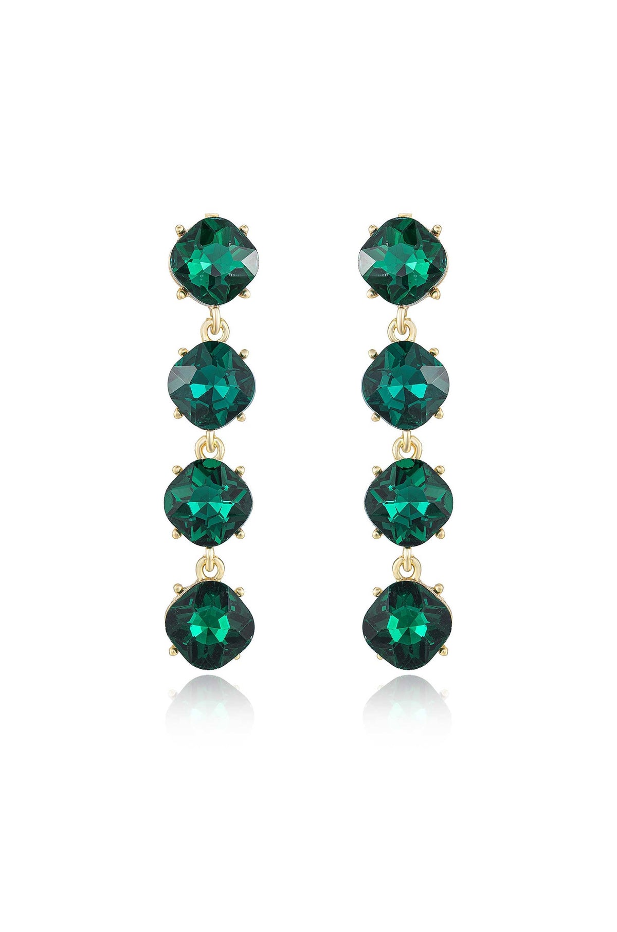 Four the Money Earrings - Blue Crystal with 18k Gold Plating | Ettika