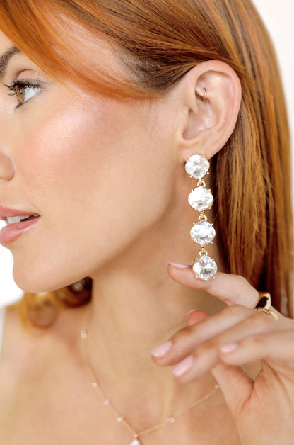 Four the Money Earrings - Blue Crystal with 18k Gold Plating | Ettika