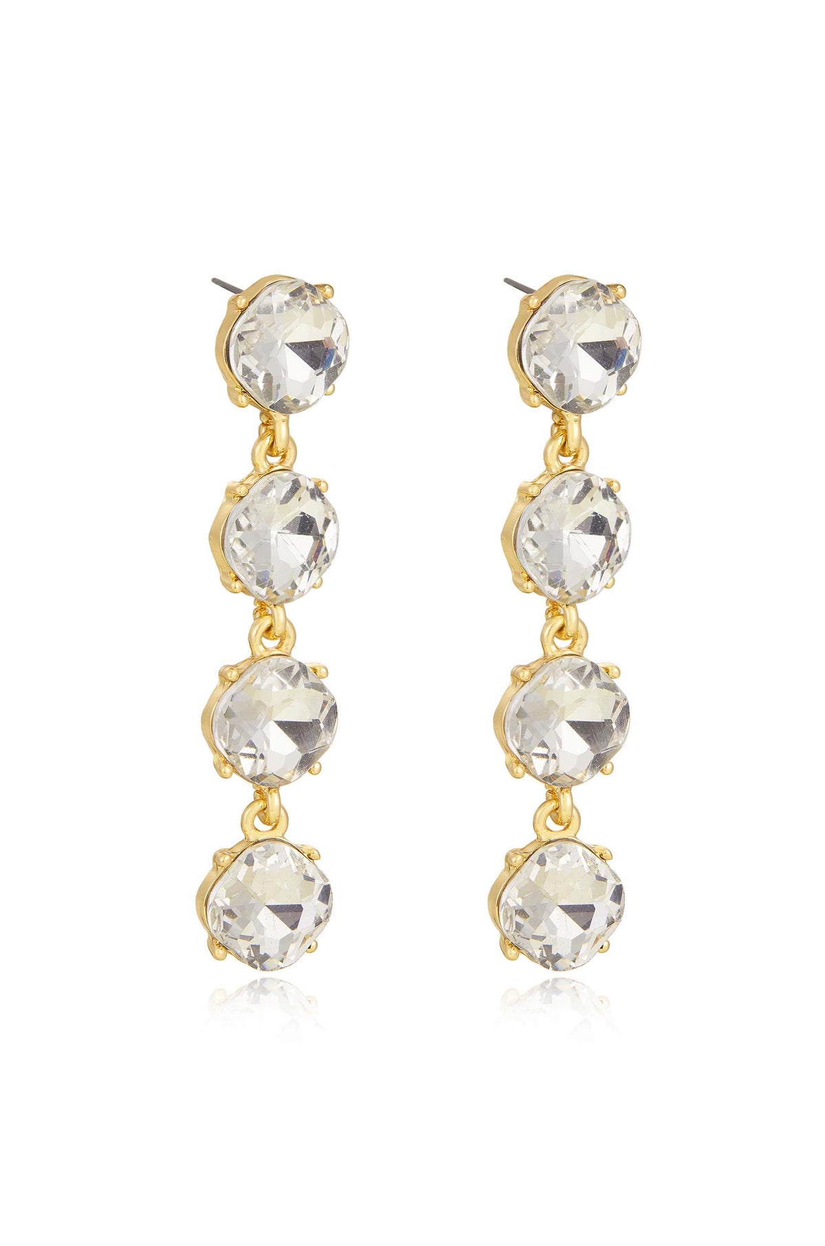 Four the Money Earrings - Blue Crystal with 18k Gold Plating | Ettika