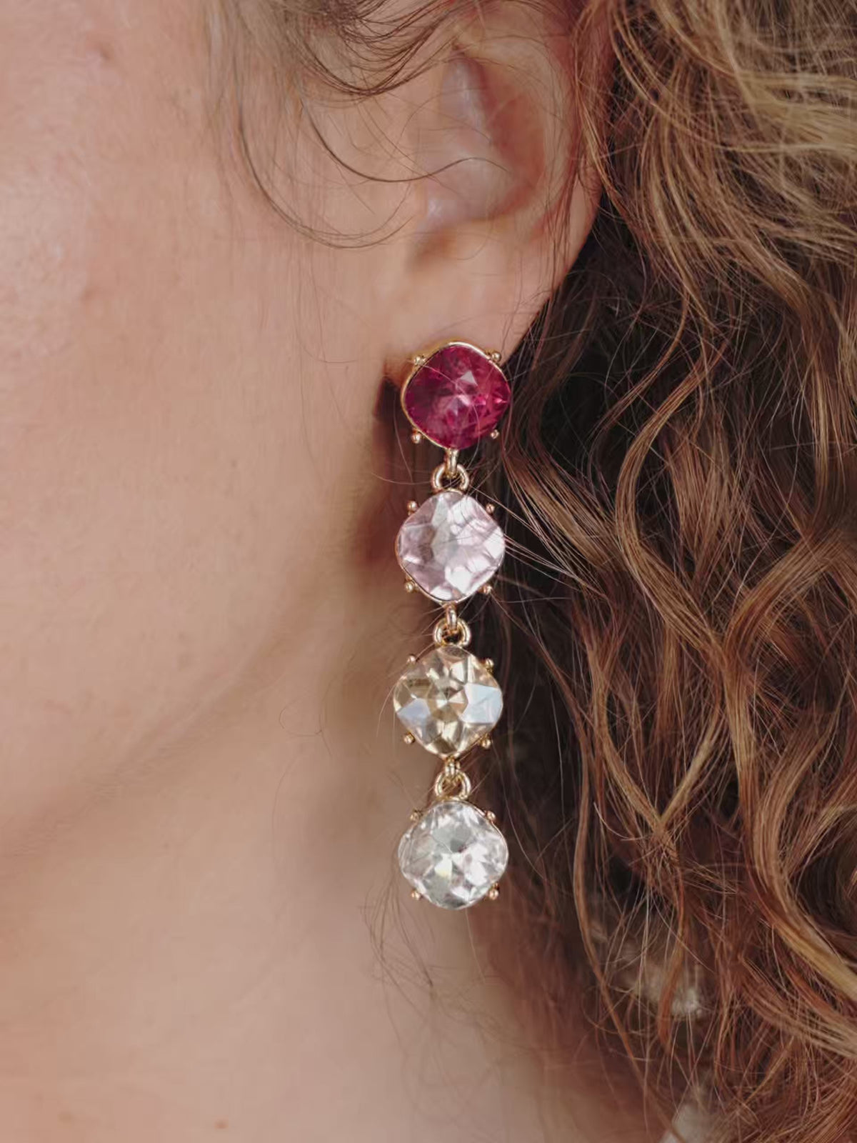 Four the Money Earrings - Blue Crystal with 18k Gold Plating | Ettika