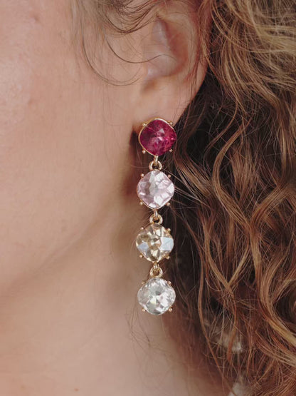 Four the Money Earrings - Blue Crystal with 18k Gold Plating | Ettika