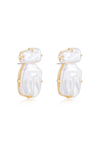 Edge of Water Double Pearl Earrings - Pearl | Ettika
