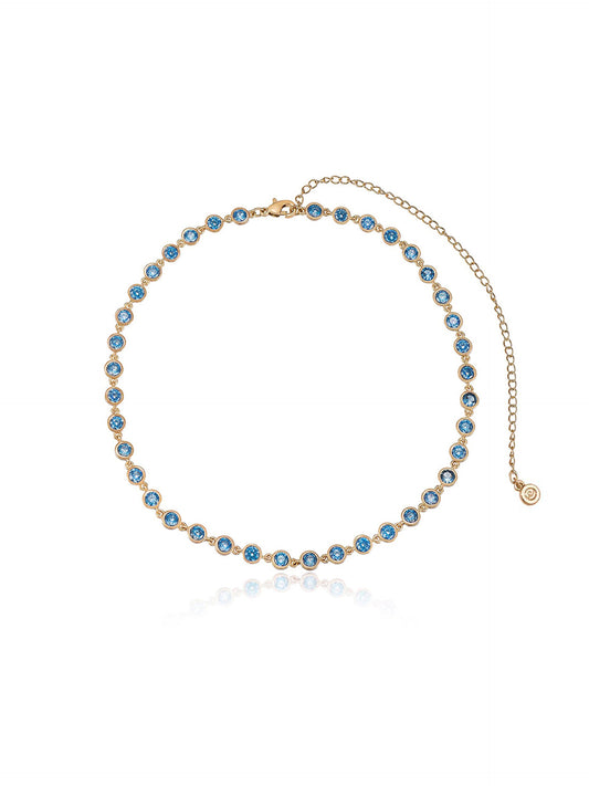 Crystal Disc and Link Necklace - Aqua Crystal with 18k Gold Plating | Ettika