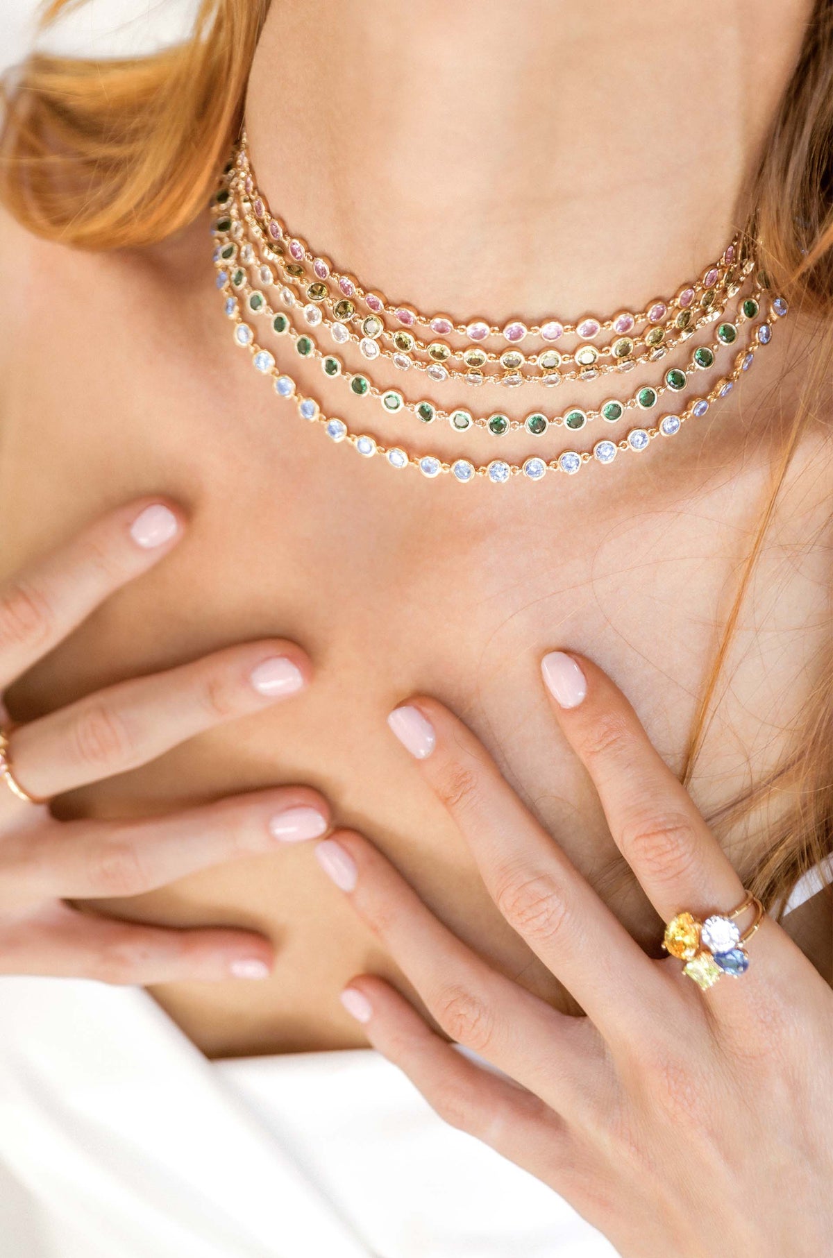 Crystal Disc and Link Necklace - Aqua Crystal with 18k Gold Plating | Ettika