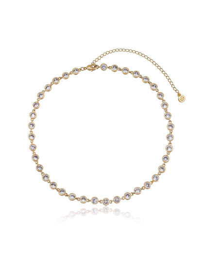 Crystal Disc and Link Necklace - Aqua Crystal with 18k Gold Plating | Ettika