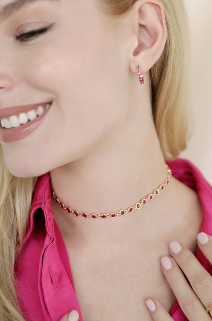 Crystal Disc and Link Necklace - Aqua Crystal with 18k Gold Plating | Ettika
