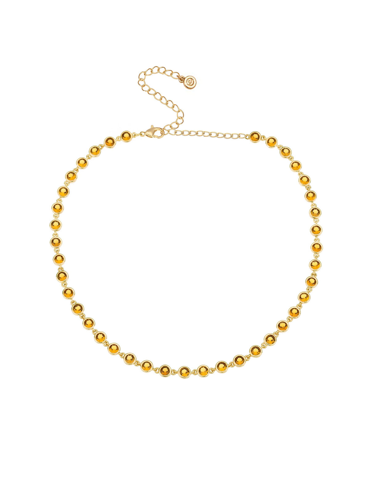 Crystal Disc and Link Necklace - Aqua Crystal with 18k Gold Plating | Ettika