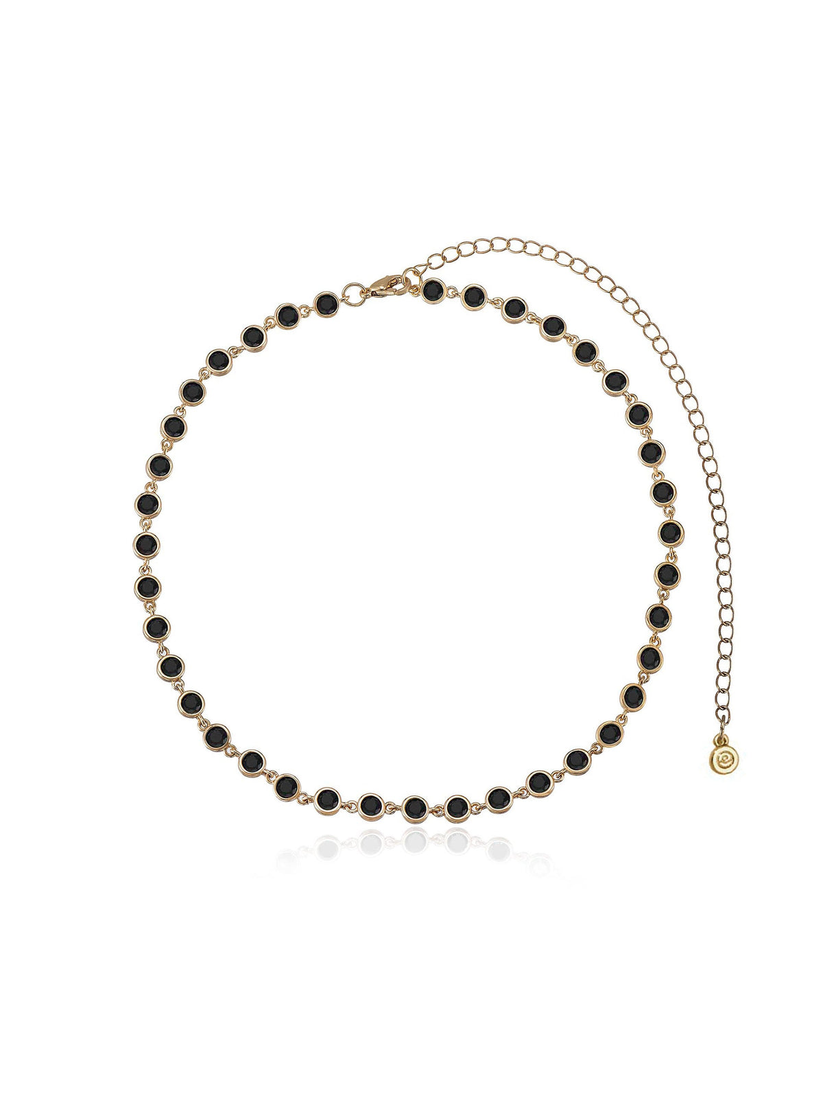 Crystal Disc and Link Necklace - Aqua Crystal with 18k Gold Plating | Ettika