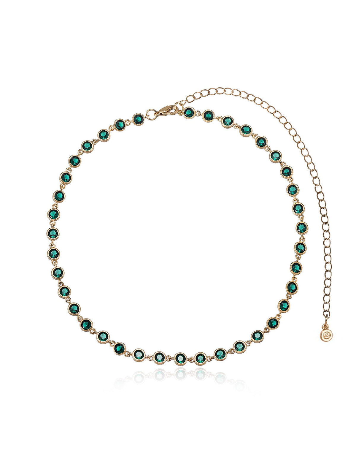 Crystal Disc and Link Necklace - Aqua Crystal with 18k Gold Plating | Ettika
