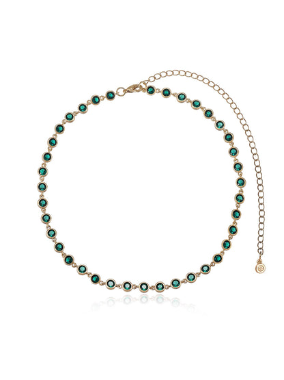 Crystal Disc and Link Necklace - Aqua Crystal with 18k Gold Plating | Ettika
