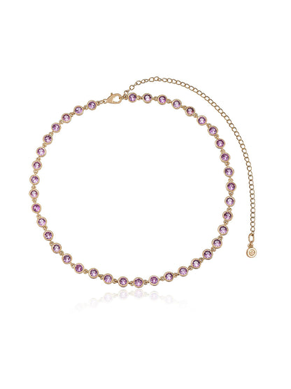 Crystal Disc and Link Necklace - Aqua Crystal with 18k Gold Plating | Ettika