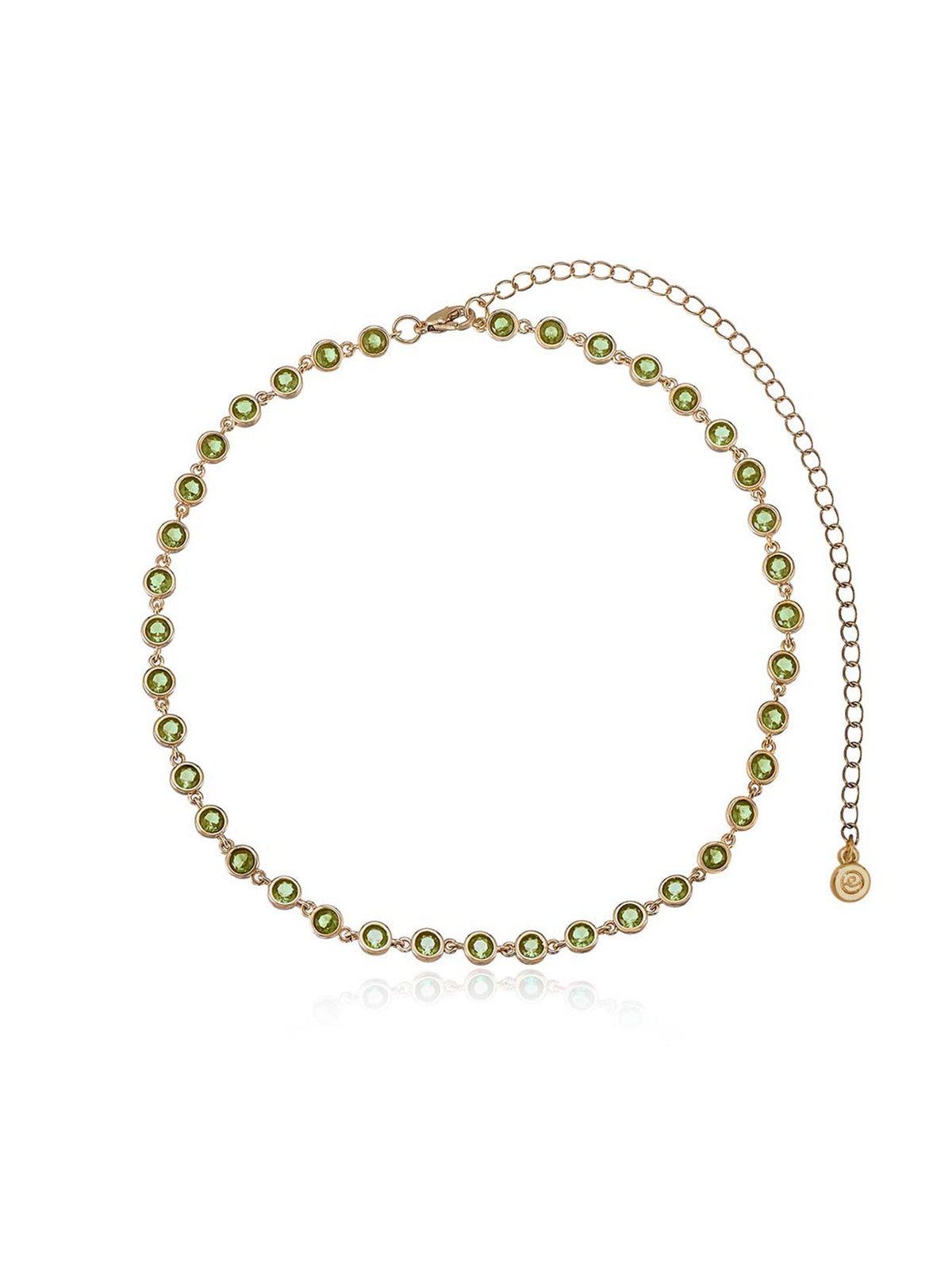 Crystal Disc and Link Necklace - Aqua Crystal with 18k Gold Plating | Ettika