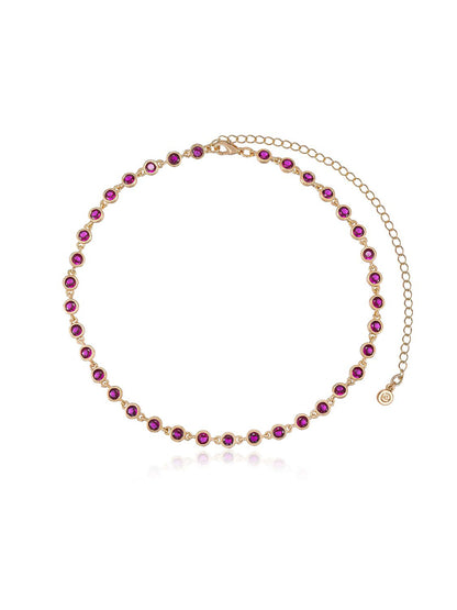 Crystal Disc and Link Necklace - Aqua Crystal with 18k Gold Plating | Ettika