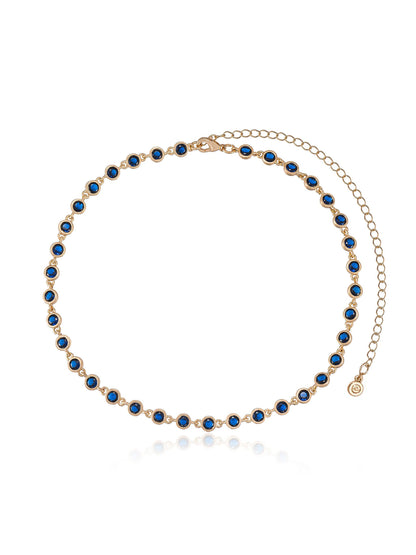 Crystal Disc and Link Necklace - Aqua Crystal with 18k Gold Plating | Ettika
