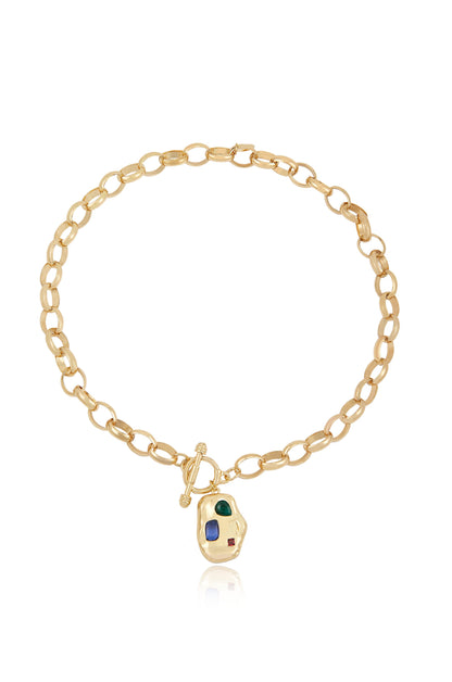 Rainbow Crystal Nugget Toggle Necklace - Rainbow Crystal with 18k Gold Plating | Ettika