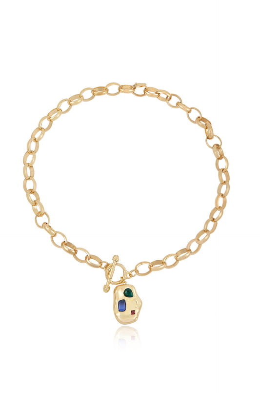 Rainbow Crystal Nugget Toggle Necklace - Rainbow Crystal with 18k Gold Plating | Ettika