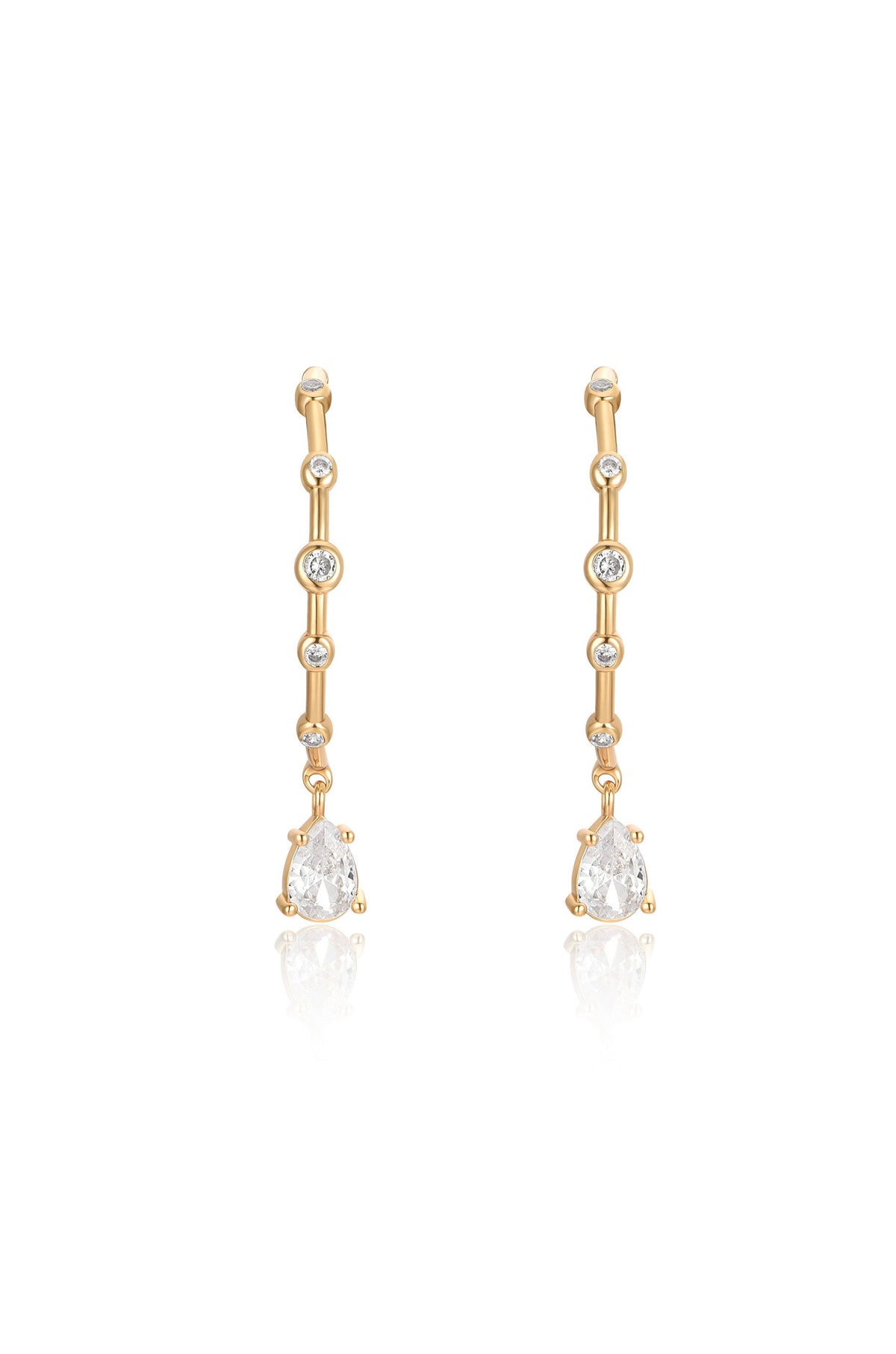 Delicate Crystal Charm Hoop Earrings - Clear Crystals | Ettika