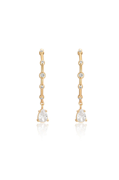 Delicate Crystal Charm Hoop Earrings - Clear Crystals | Ettika