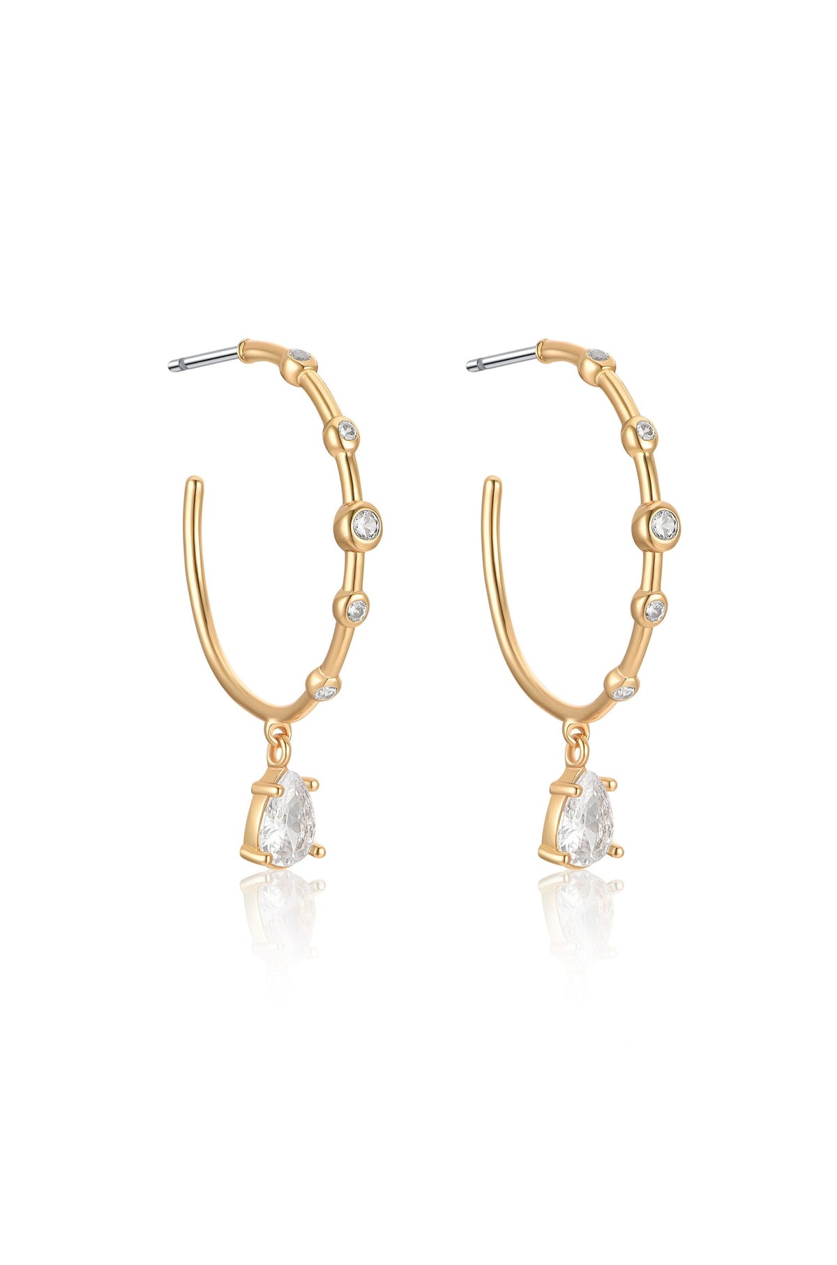 Delicate Crystal Charm Hoop Earrings - Clear Crystals | Ettika