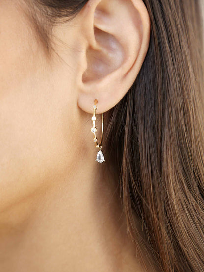 Delicate Crystal Charm Hoop Earrings - Clear Crystals | Ettika