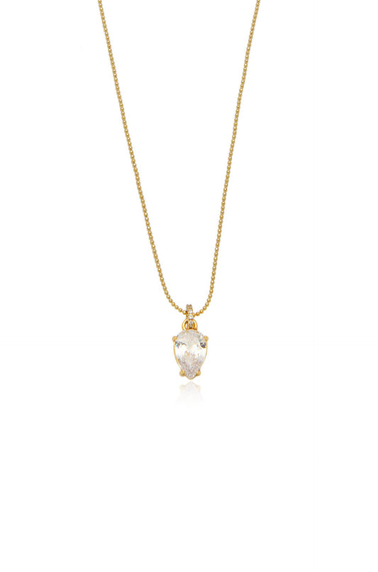 Thin and Delicate Crystal Pendant Necklace - Clear Crystals | Ettika