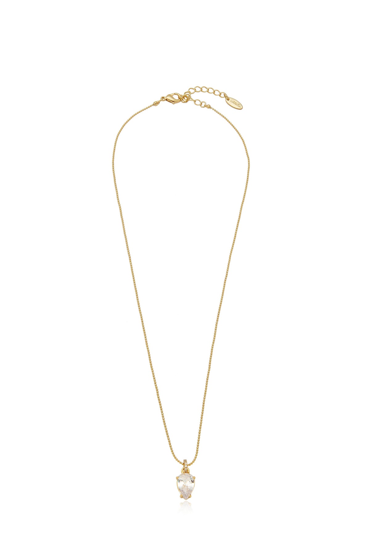Thin and Delicate Crystal Pendant Necklace - Clear Crystals | Ettika