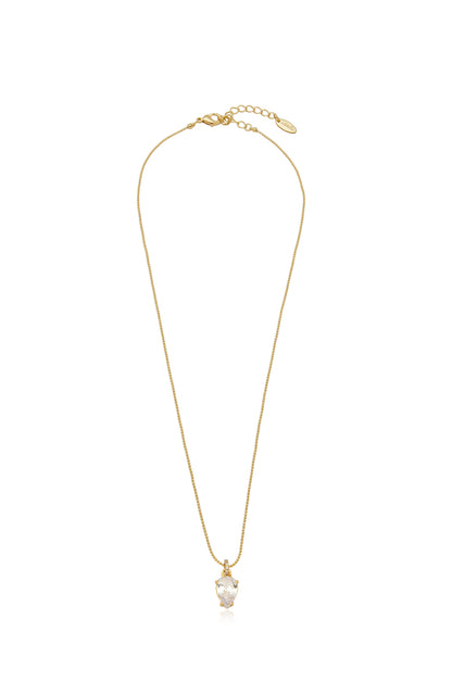 Thin and Delicate Crystal Pendant Necklace - Clear Crystals | Ettika