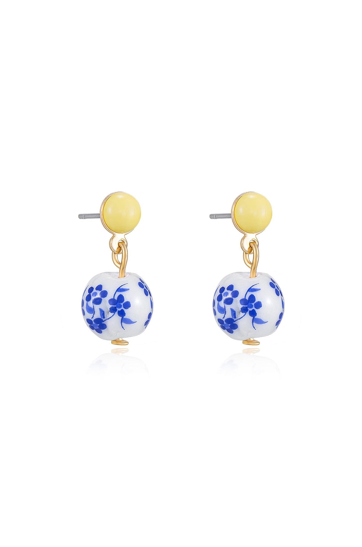 Indigo Floral Drop Earrings - Yellow Resin | Ettika