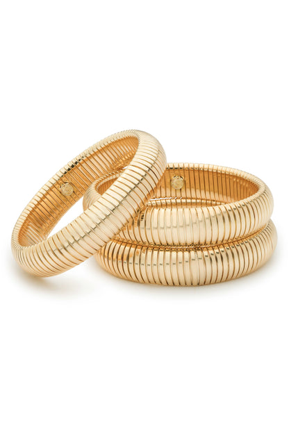 Flex Snake Chain Stretch Bracelet Set - Gold Tone | Ettika