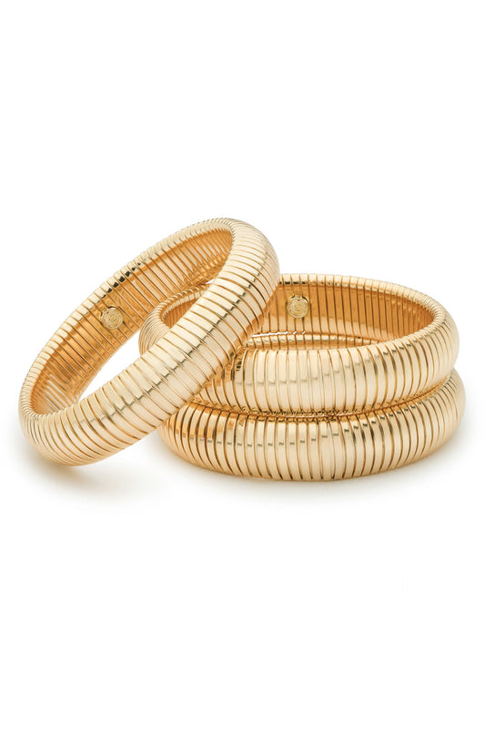 Flex Snake Chain Stretch Bracelet Set - Gold Tone | Ettika