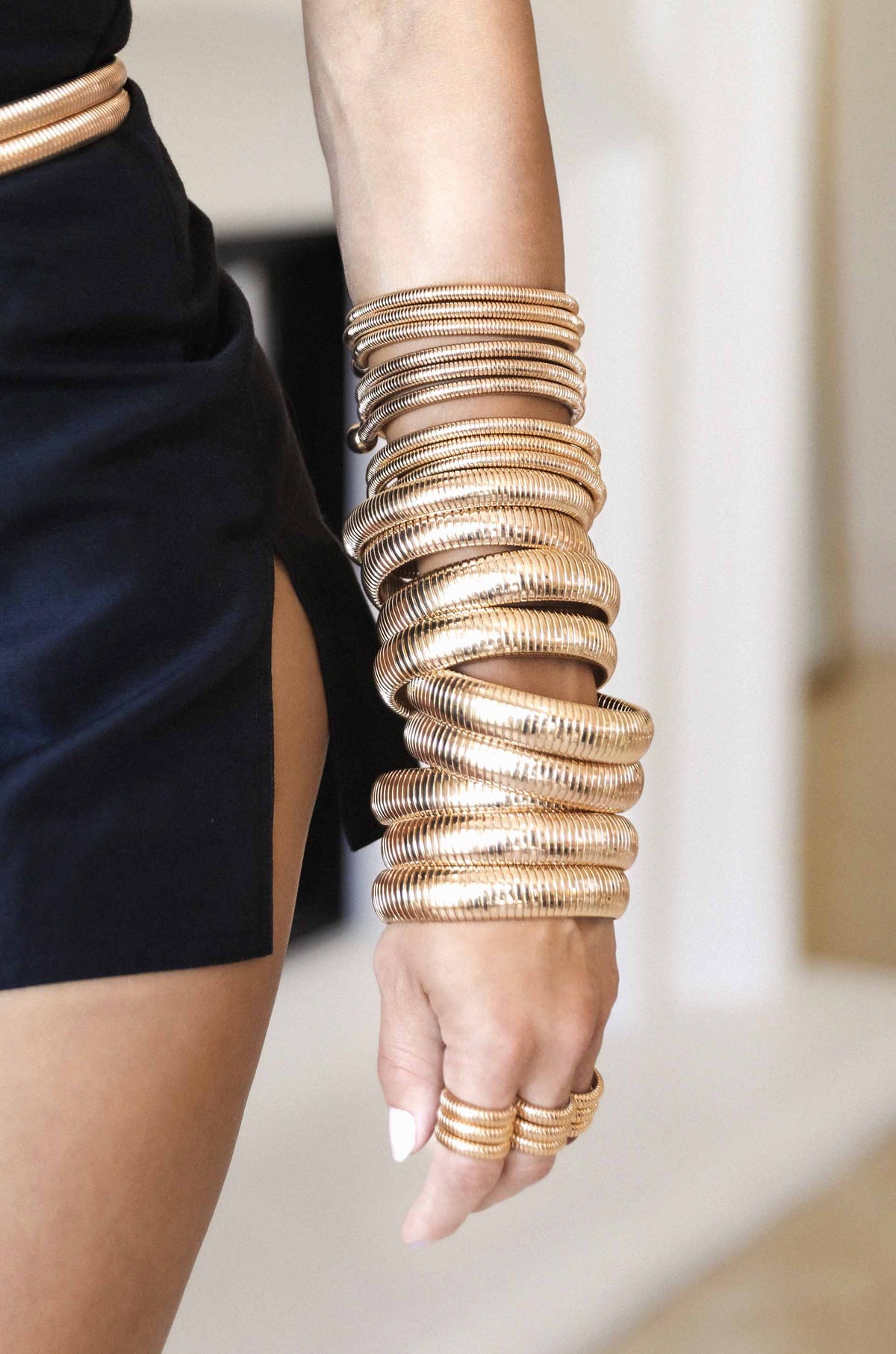 Flex Snake Chain Stretch Bracelet Set - Gold Tone | Ettika