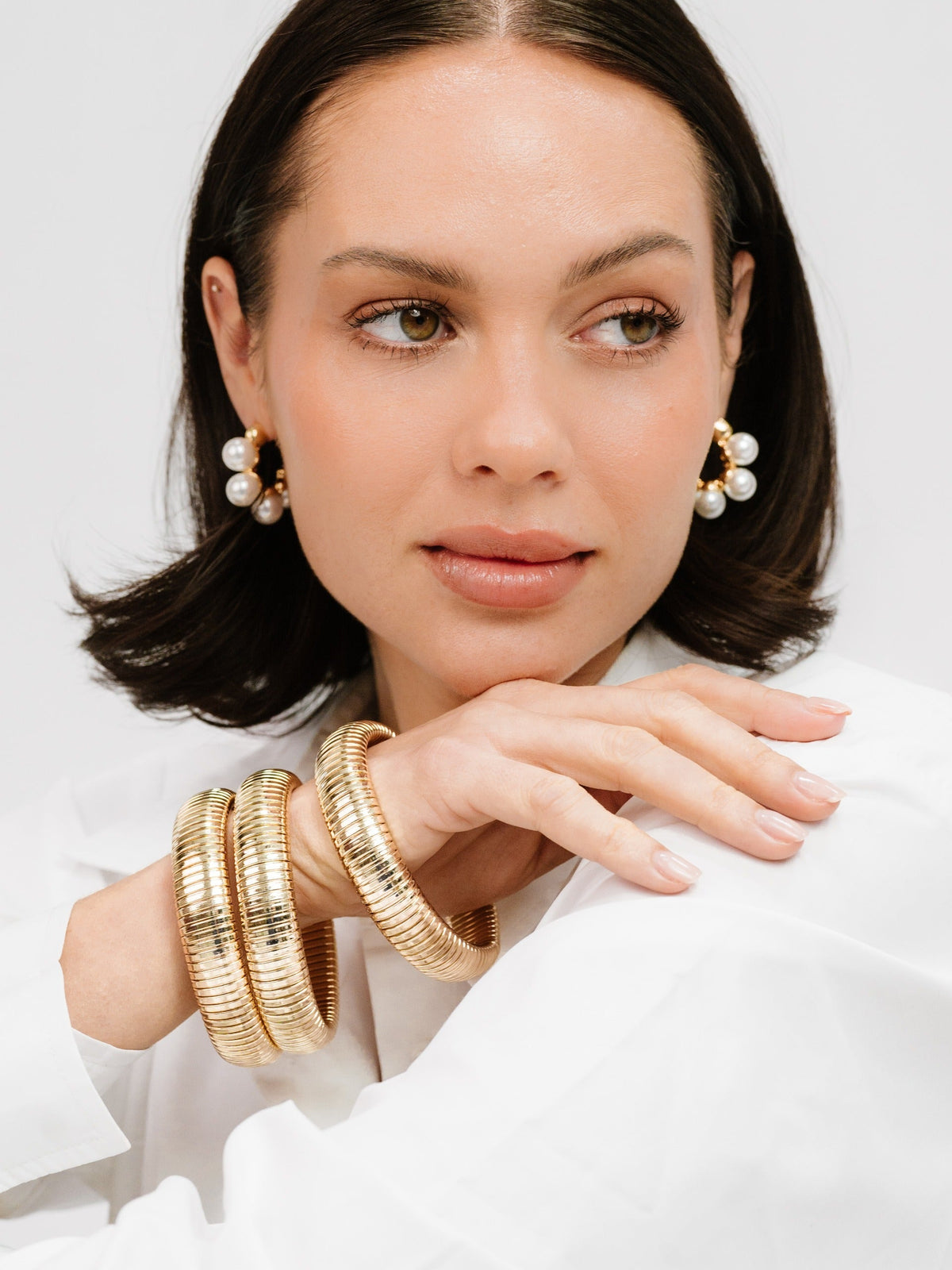 Flex Snake Chain Stretch Bracelet Set - Gold Tone | Ettika