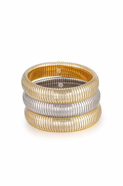 Flex Snake Chain Stretch Bracelet Set - Gold Tone | Ettika