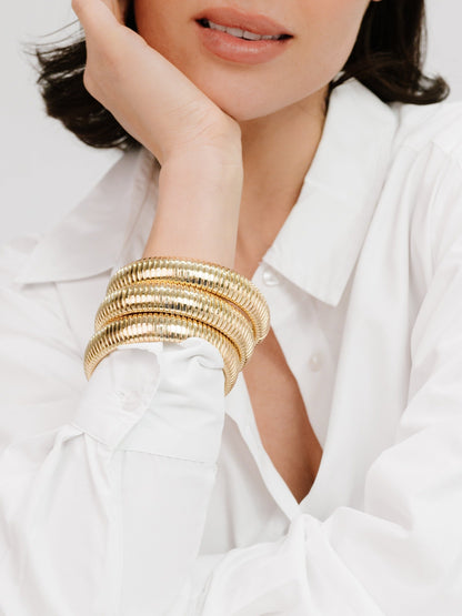 Flex Snake Chain Stretch Bracelet Set - Gold Tone | Ettika