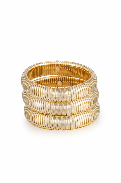 Flex Snake Chain Stretch Bracelet Set - Gold Tone | Ettika