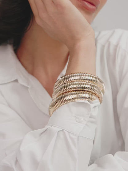Flex Snake Chain Stretch Bracelet Set - Gold Tone | Ettika