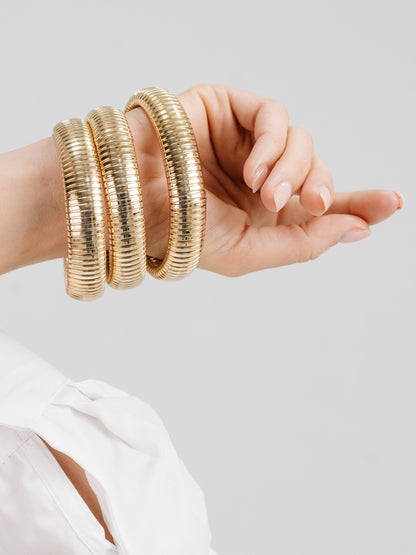 Flex Snake Chain Stretch Bracelet Set - Gold Tone | Ettika