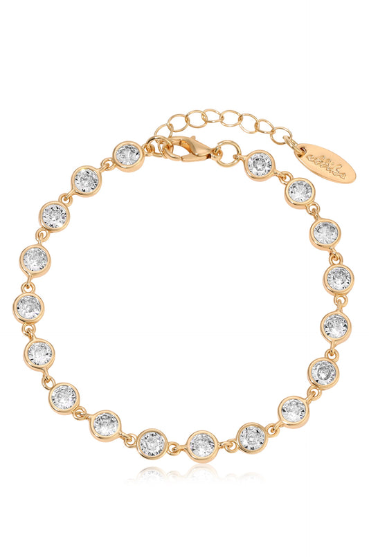 Everyday Crystal Link Bracelet - Clear Crystal with 18k Gold Plating | Ettika