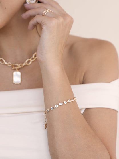 Everyday Crystal Link Bracelet - Clear Crystal with 18k Gold Plating | Ettika