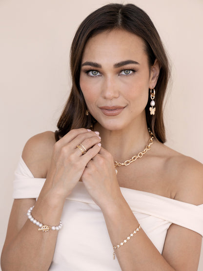 Everyday Crystal Link Bracelet - Clear Crystal with 18k Gold Plating | Ettika