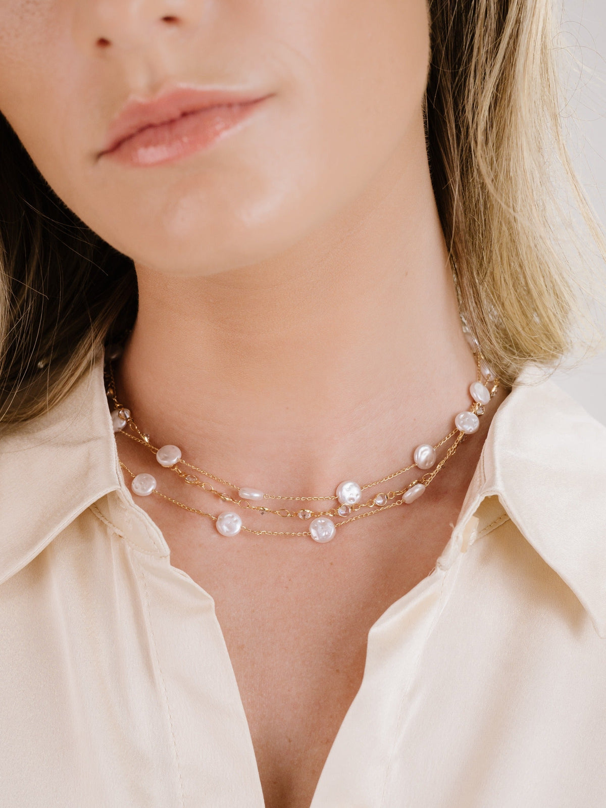Dressed in Pearls Layered Necklace - Pearl | Ettika