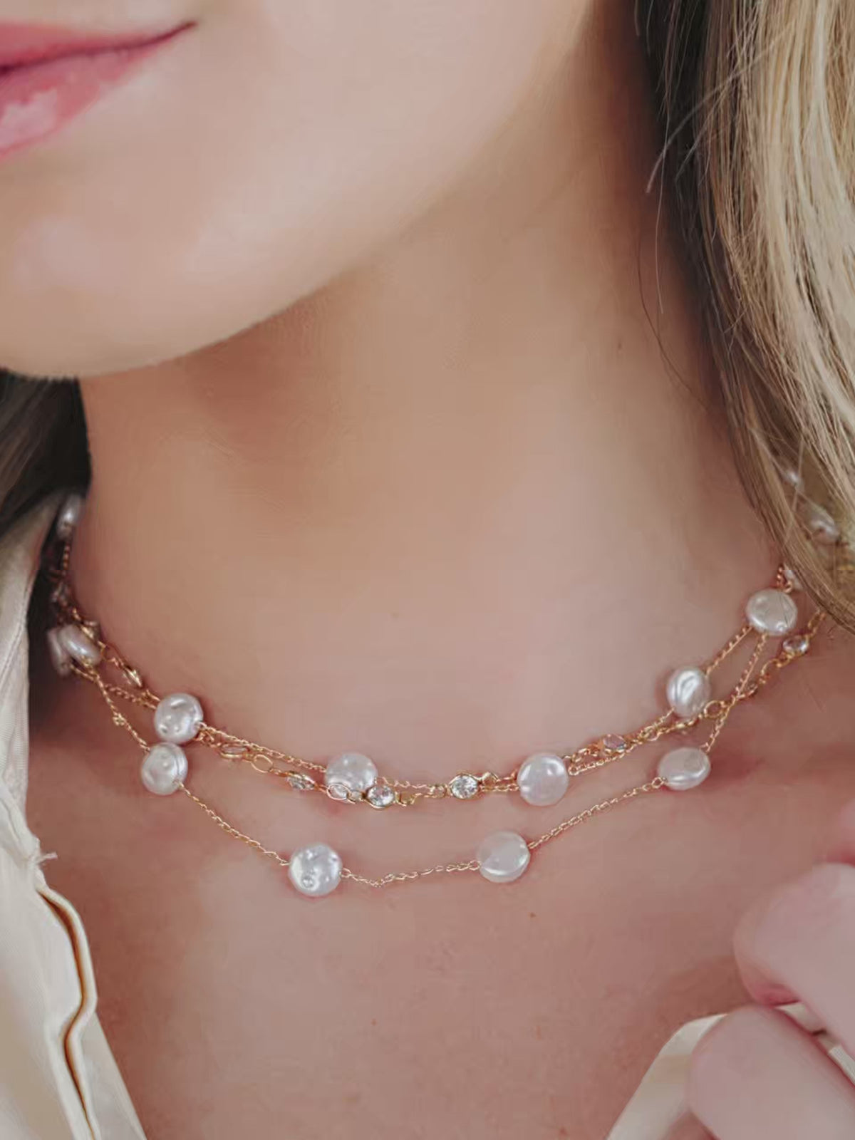 Dressed in Pearls Layered Necklace - Pearl | Ettika