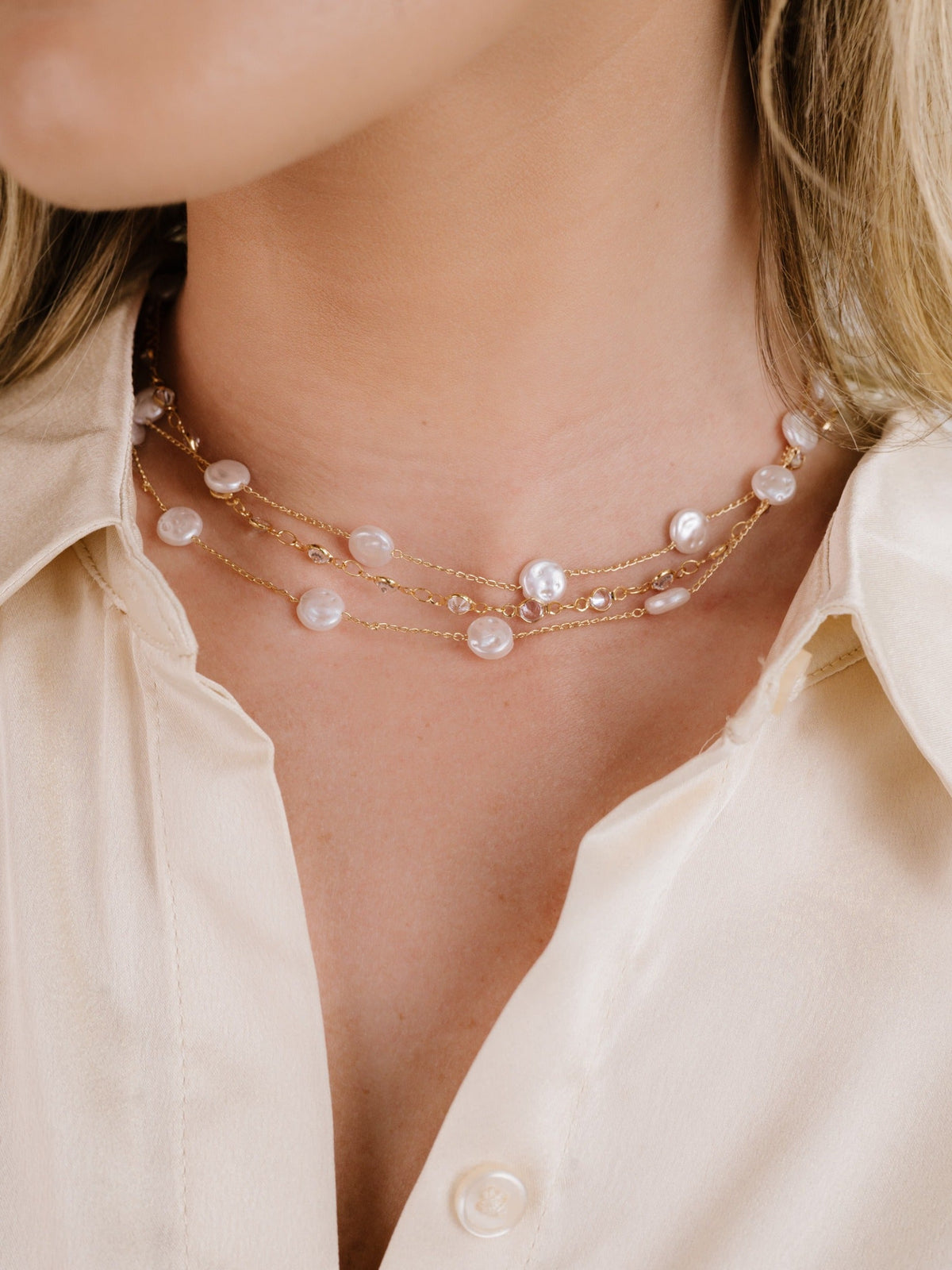 Dressed in Pearls Layered Necklace - Pearl | Ettika