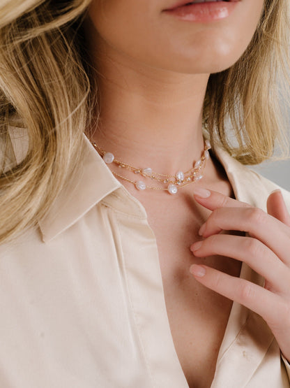 Dressed in Pearls Layered Necklace - Pearl | Ettika