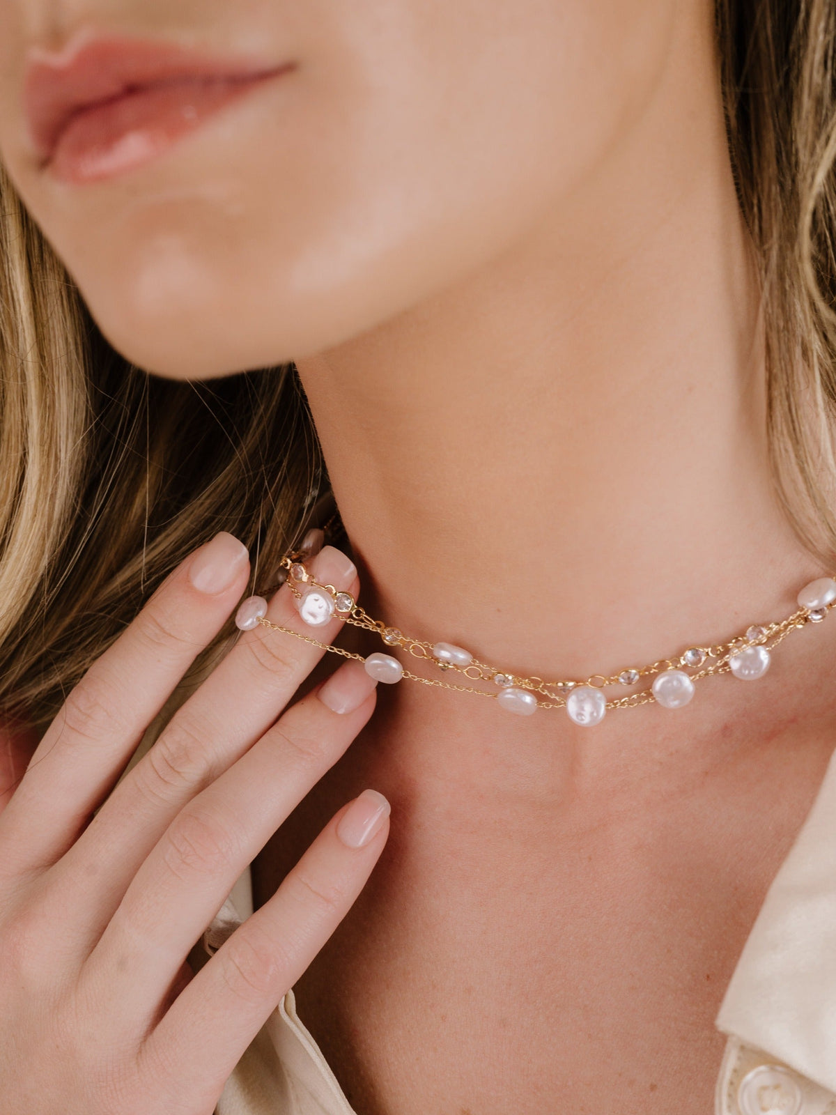 Dressed in Pearls Layered Necklace - Pearl | Ettika