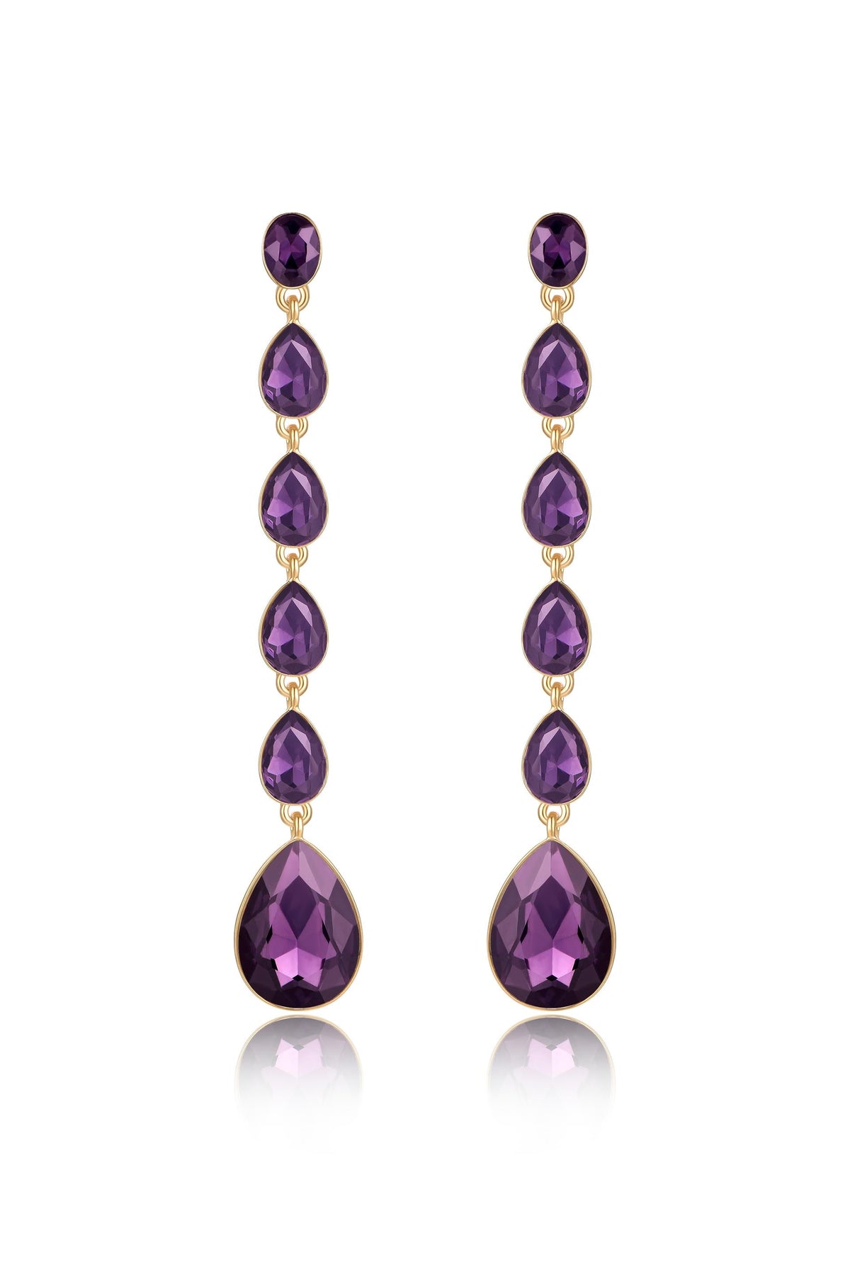 Crystallized Drop Earrings - Amethyst Crystal with 18k Gold Plating | Ettika
